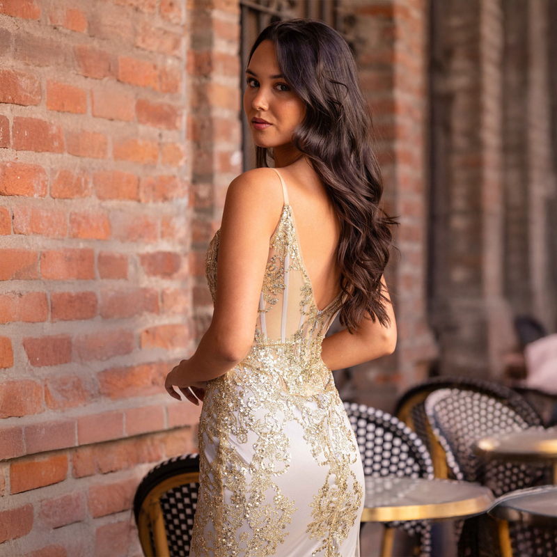 Emma Clara  - Vestido de Fiesta Sirena Brillante Marta Gold Mist
