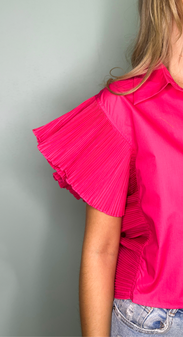 EMMA CLARA - BLUSA ELEGANTE ACABADO DRAPEADO FUCSIA