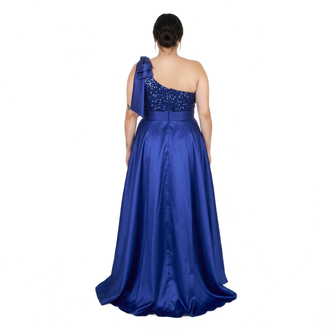 Emma Clara - Vestido Largo de Fiesta Asimétrico Isis Azul Royal