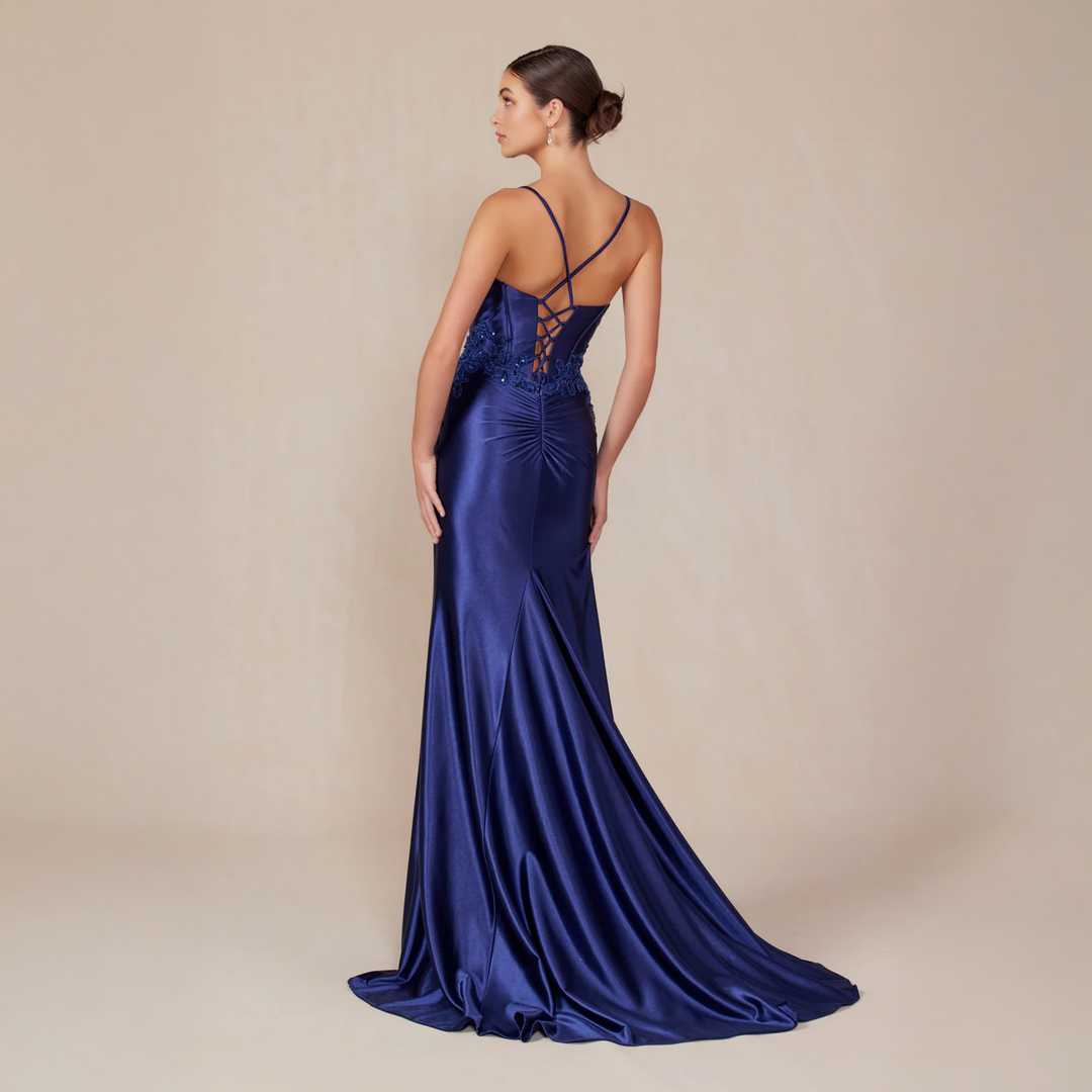 Emma Clara - Vestido Ajustado Corset Camila Azul Navy