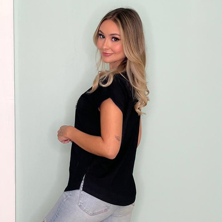 Emma Clara - Polera Diseño en Strass Negro