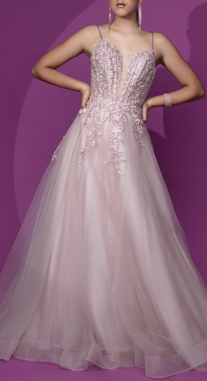 Emma Clara - Vestido Princesa con diseño encaje Alanis Mauve