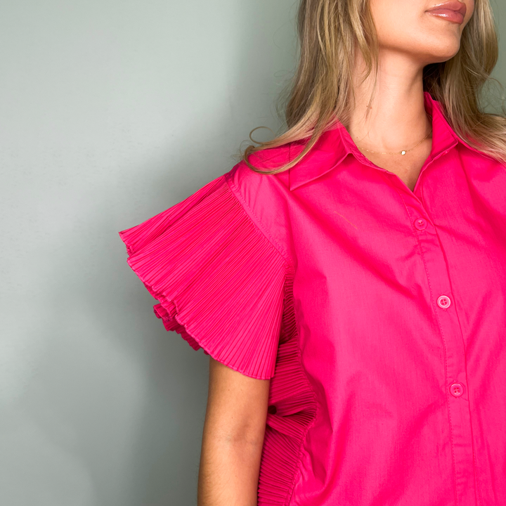 Emma Clara - Blusa Elegante Drapeado Eda Fucsia