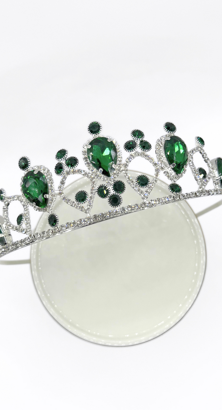 EMMA CLARA - CORONA ELEGANTE DE FIESTA Y NOVIA VERDE ESMERALDA