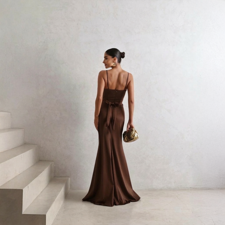 Emma Clara - Vestido de Fiesta Estilo Sirena Agata Chocolate