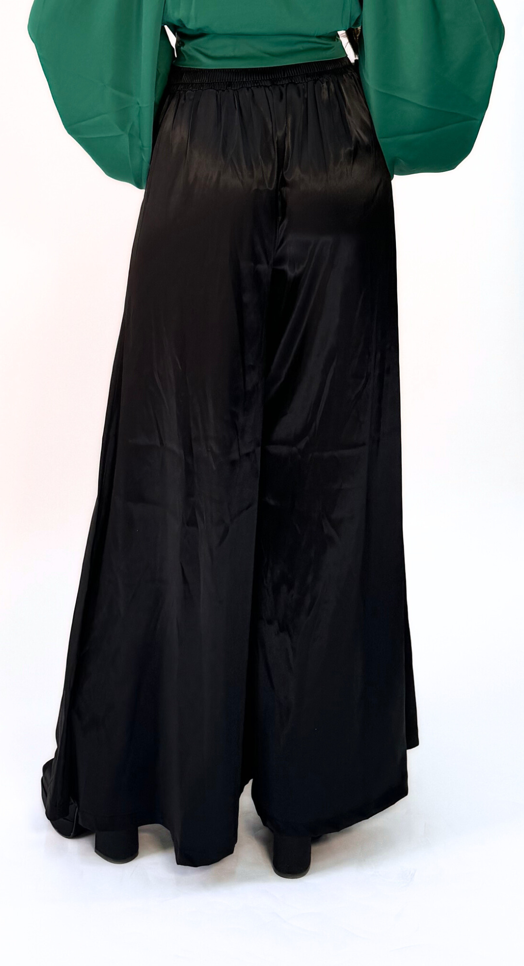 EMMA CLARA - PANTALÓN PALAZZO SATÍN NEGRO