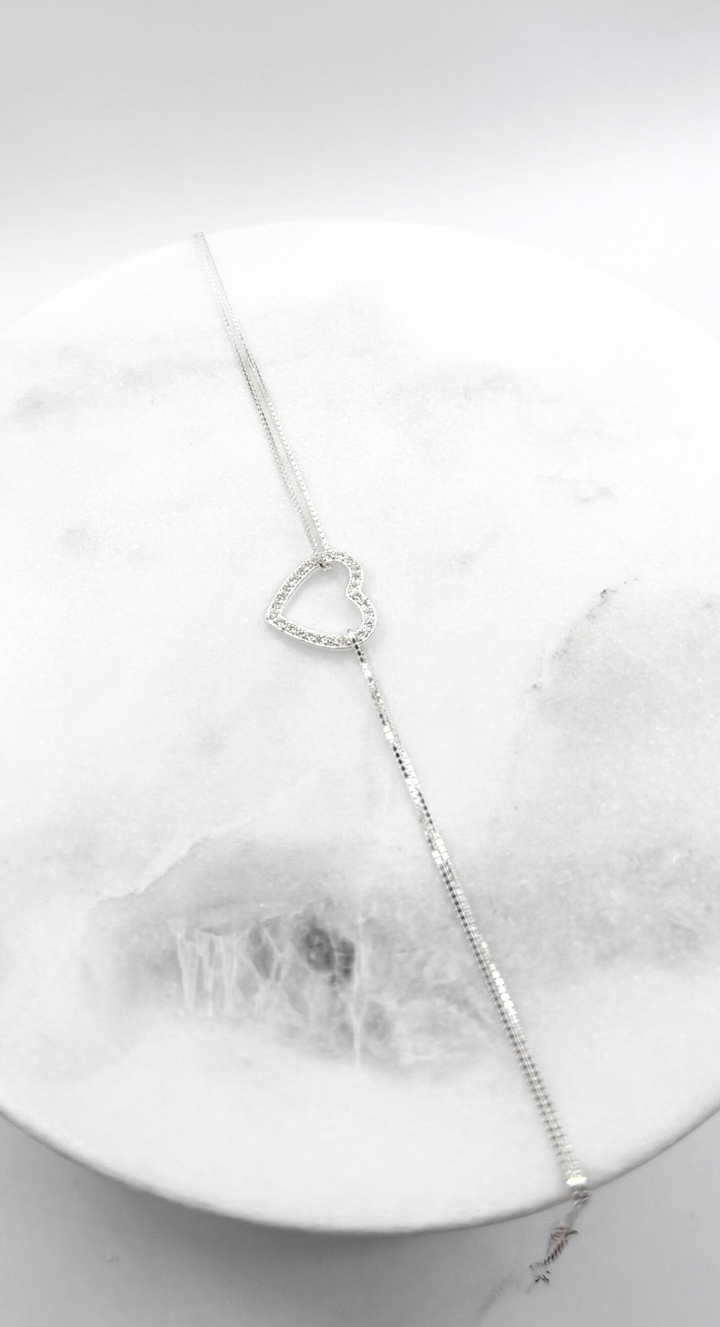 EMMA CLARA - PULSERA FINA CORAZÓN CIRCONES ENCHAPADO PLATA 925