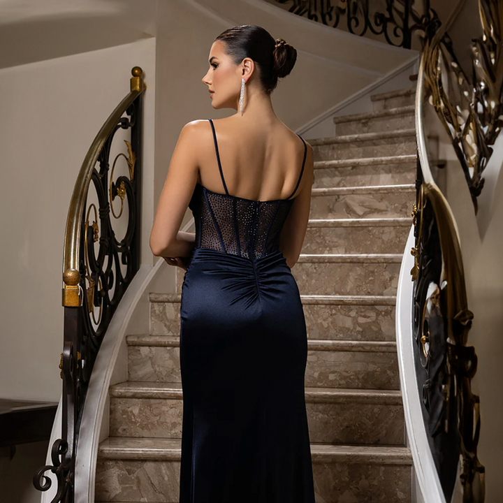 Emma Clara - Vestido De Fiesta Corset Ajustado EC0131 Azul Marino