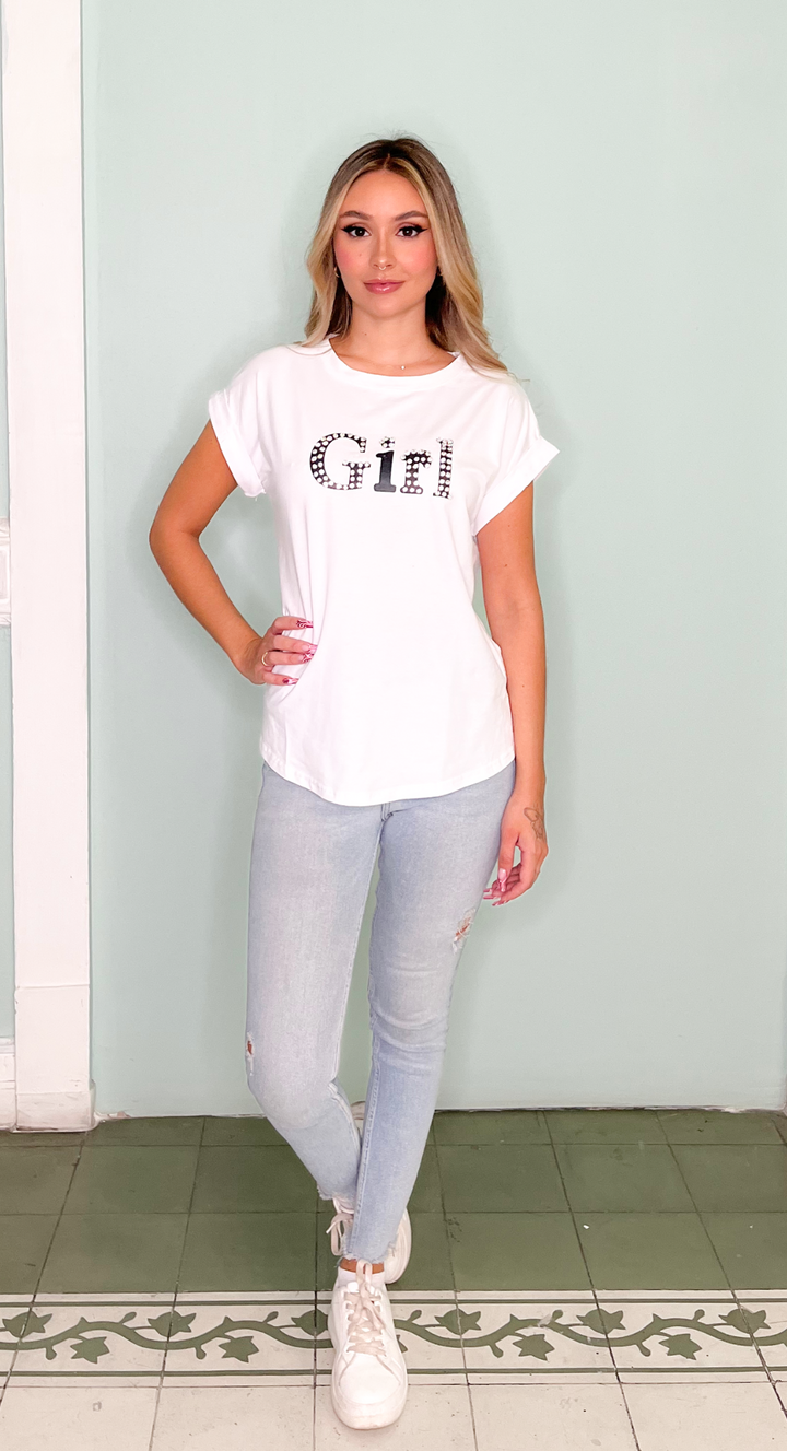 EMMA CLARA - POLERA GIRL STRASS BLANCO