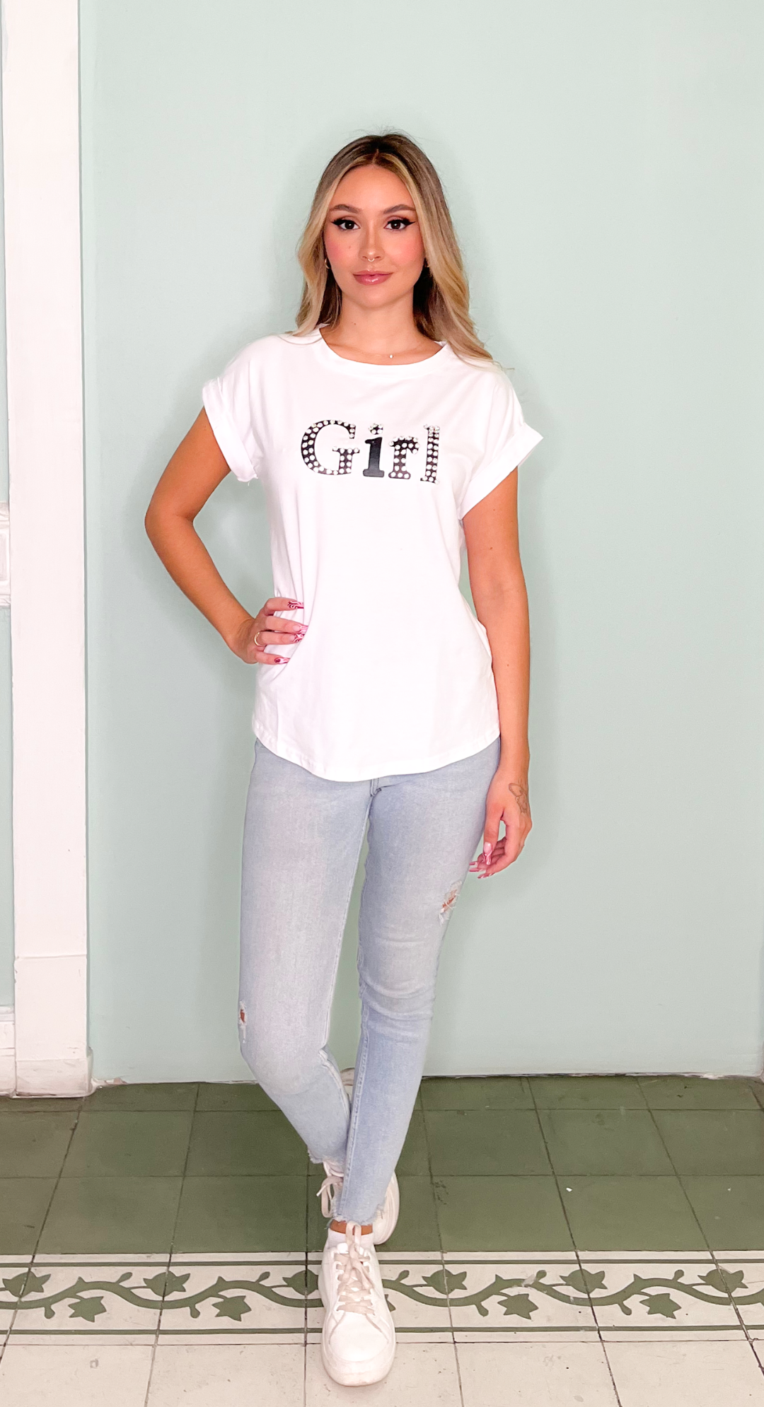 Emma Clara - Polera Girl Strass Blanco