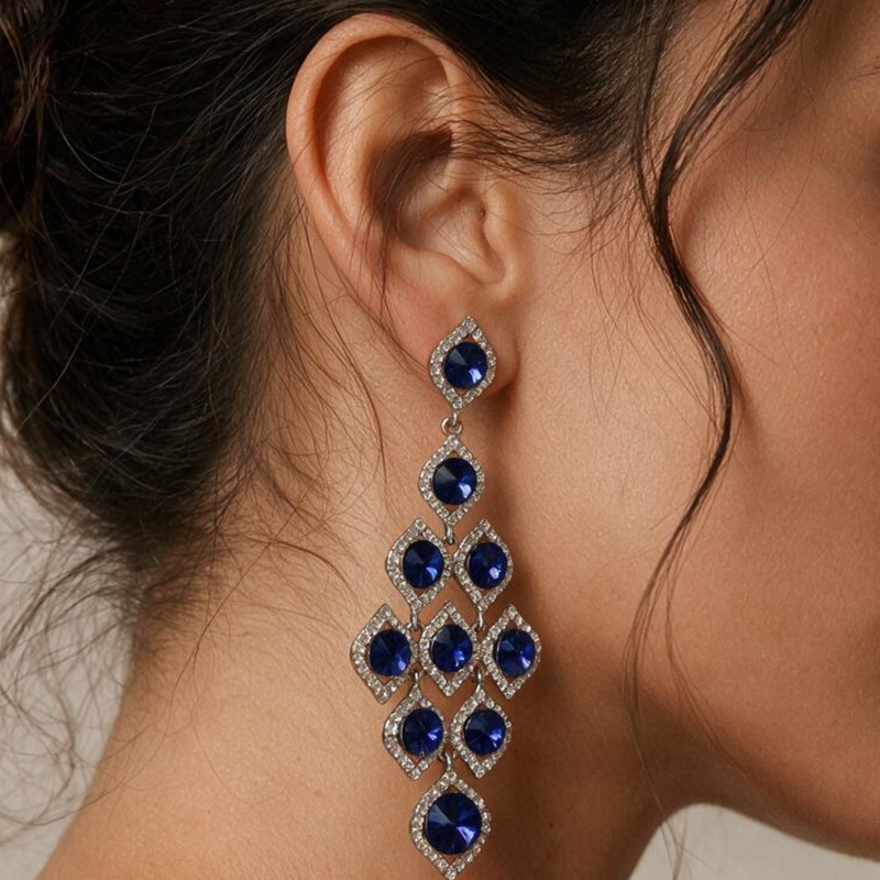 Emma Clara - Aros de Fiesta Colgantes Azul Royal