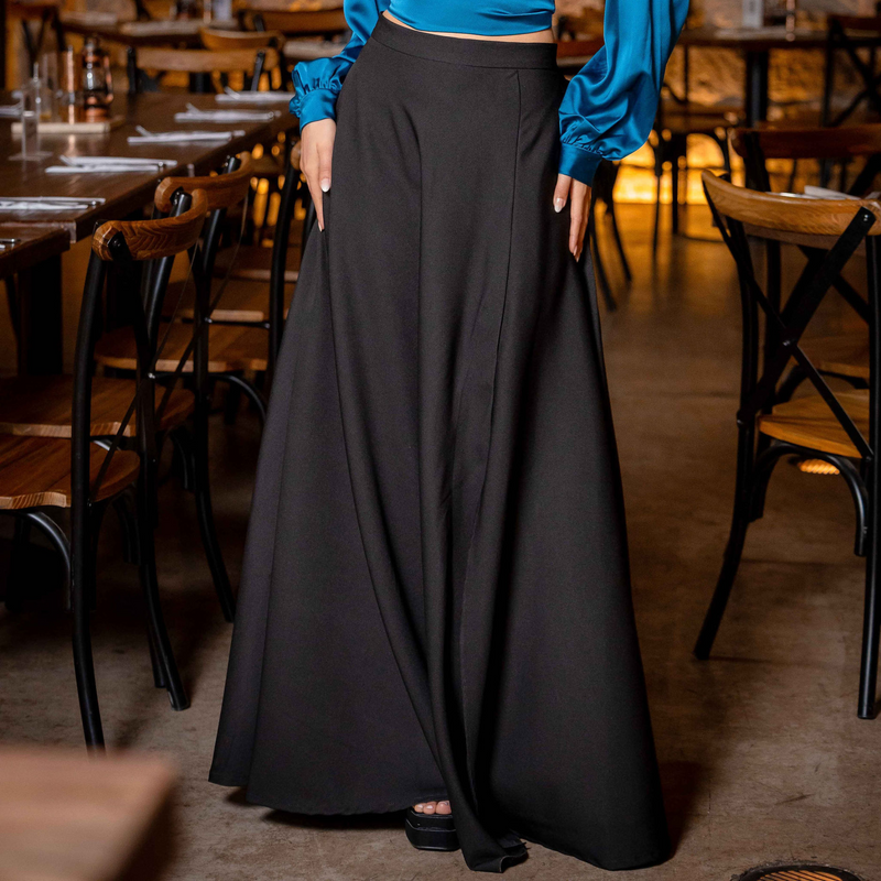 Emma Clara - Maxi Falda con Abertura Gael Negra