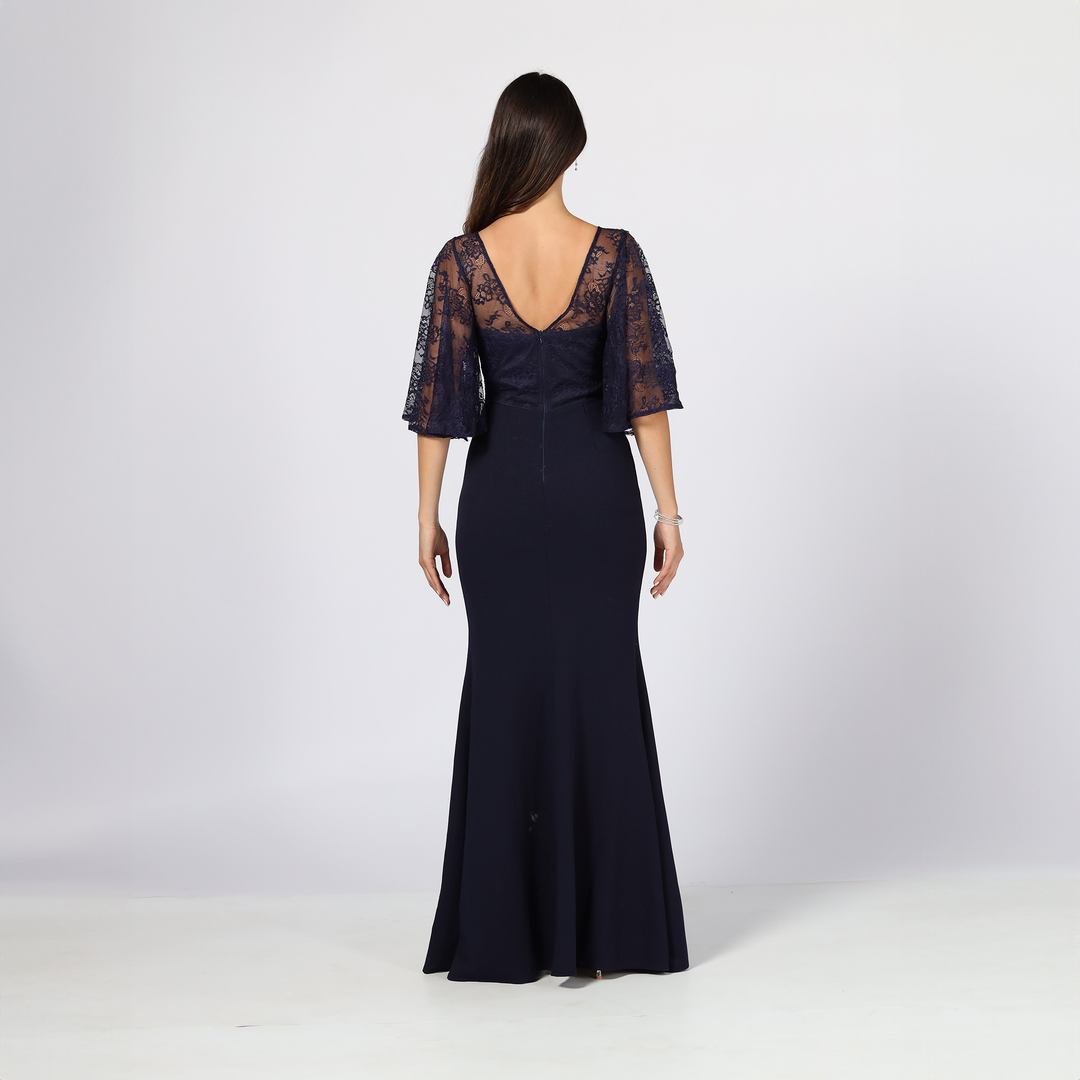 Emma Clara - Vestido Con Manga Campana Luisa Azul Marino