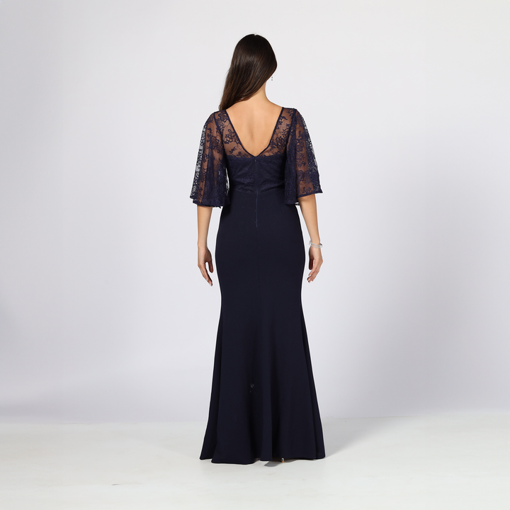 Emma Clara - Vestido Con Manga Campana Luisa Azul Marino