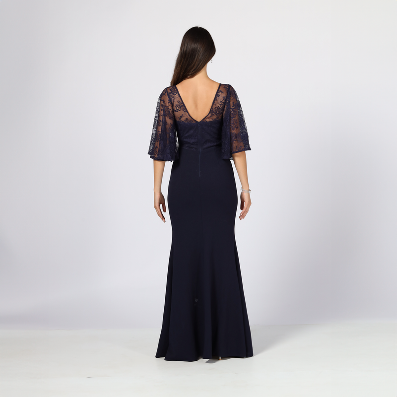 Emma Clara - Vestido Con Manga Campana Luisa Azul Marino