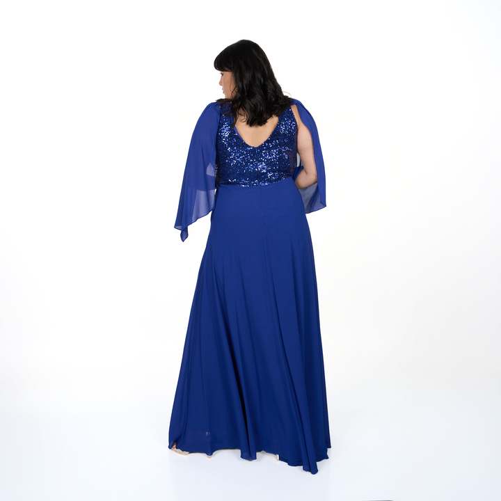 Emma Clara - Vestido de Fiesta Tipo A Lentejuela Mini Flor Azul Royal