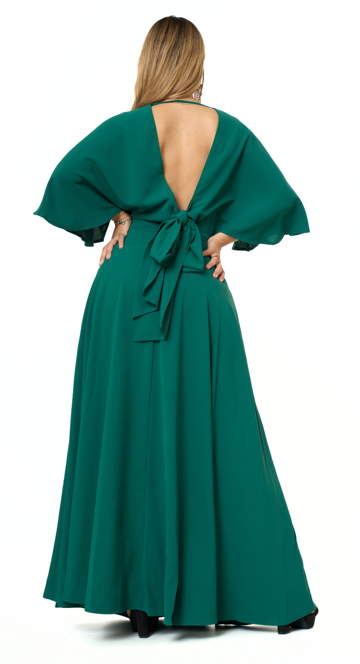 Emma Clara- Vestido espalda descubierta Josefa Verde Esmeralda