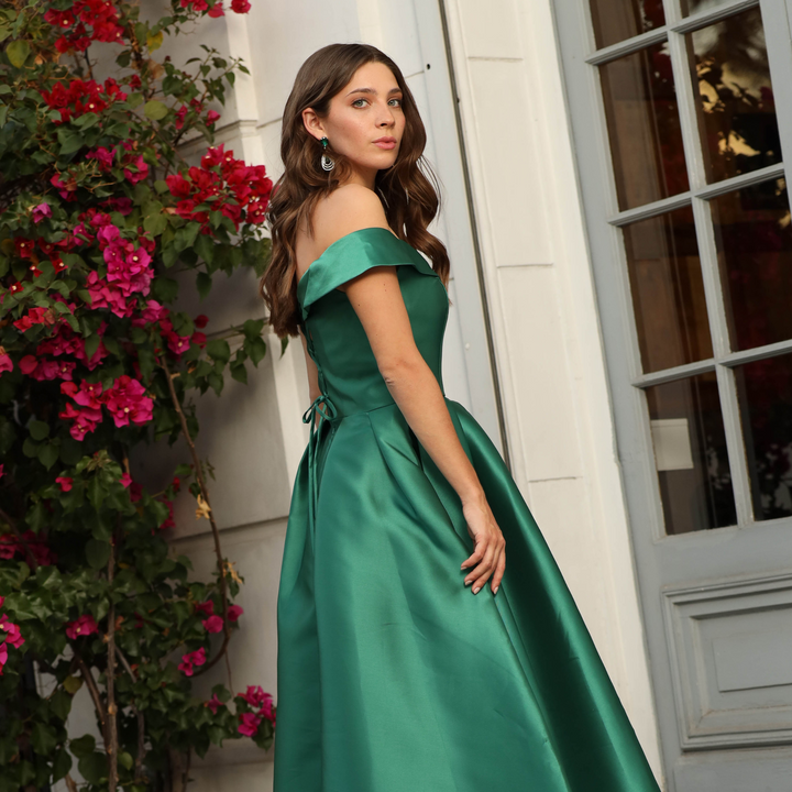 Emma Clara - Vestido Estilo Princesa Simona Verde Esmeralda
