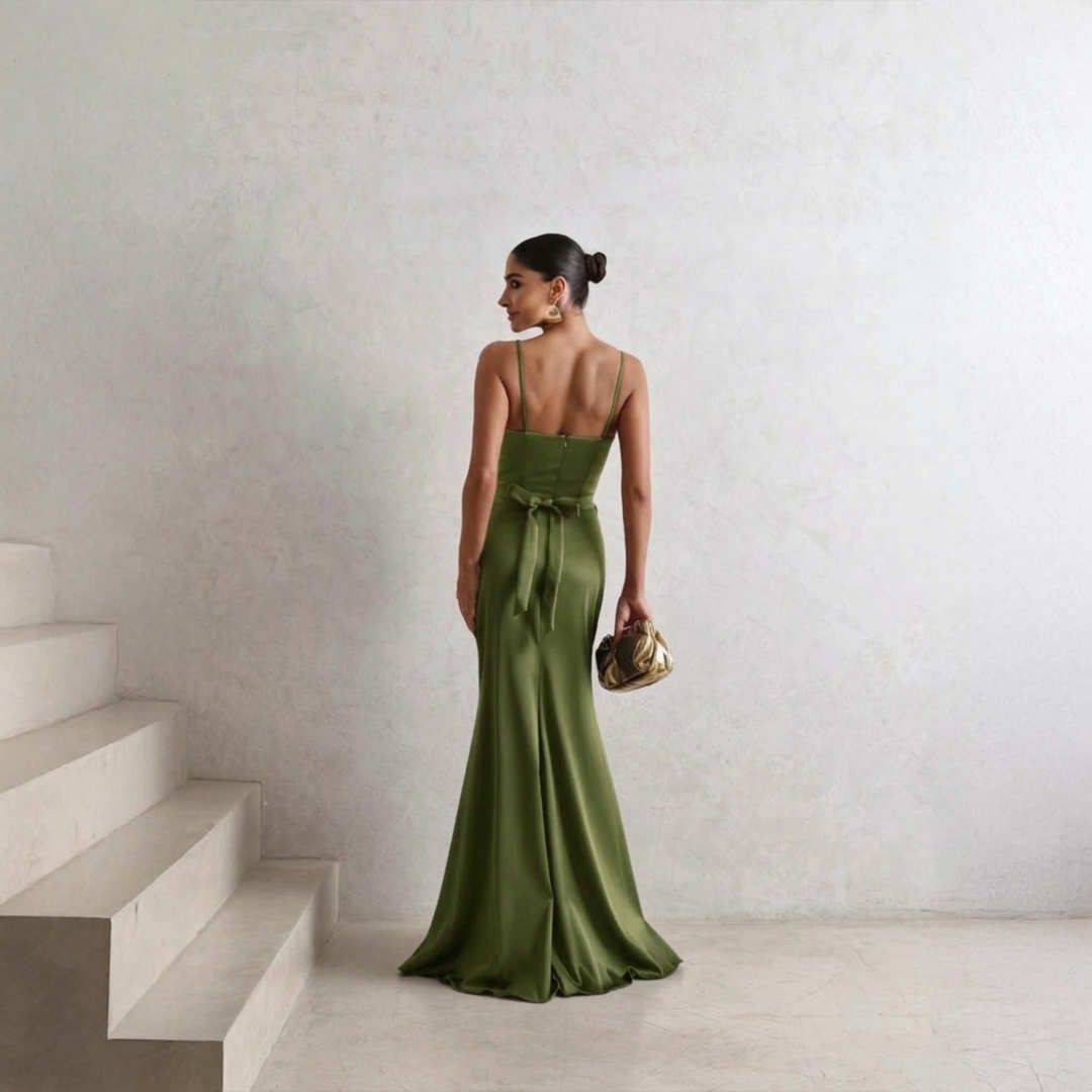 Emma Clara - Vestido de Fiesta Estilo Sirena Agata Verde Olivo