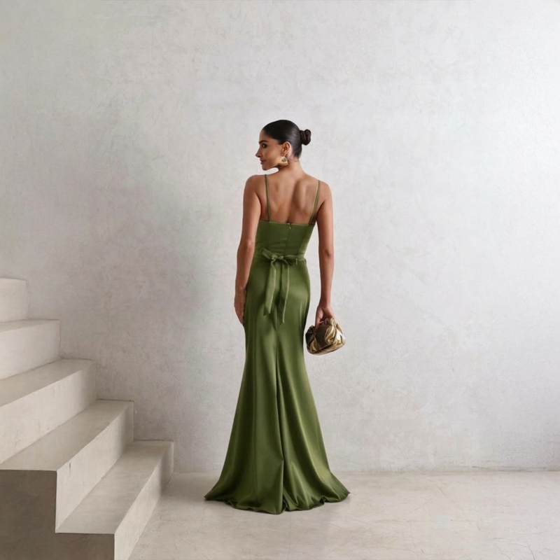 Emma Clara - Vestido de Fiesta Estilo Sirena Agata Verde Olivo