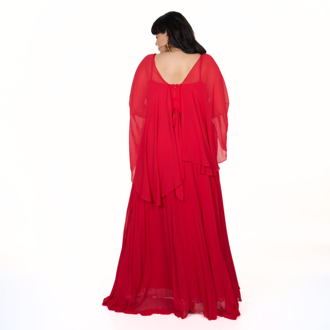 Emma Clara - Vestido de Fiesta con Capa desmontable Estela Rojo