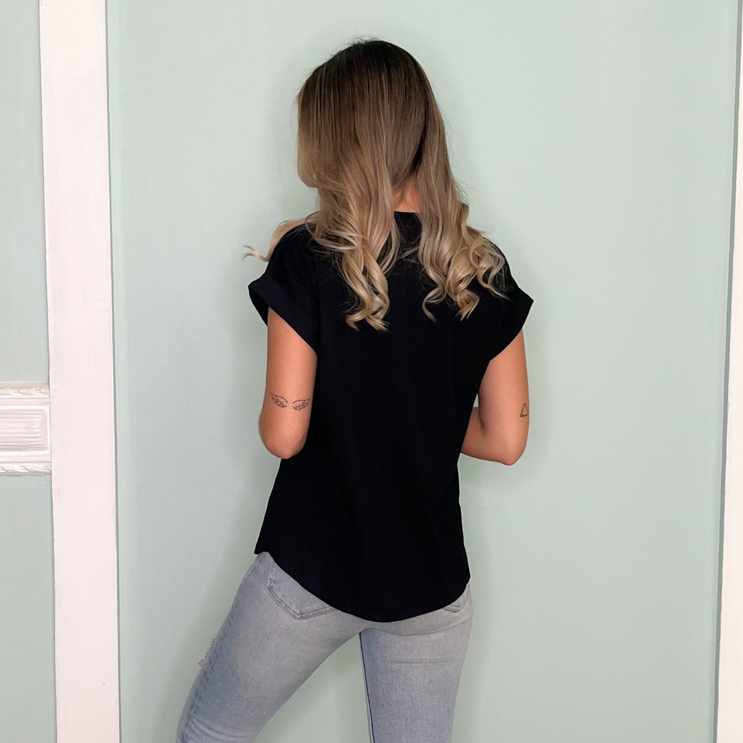 Emma Clara - Polera Diseño en Strass Negro