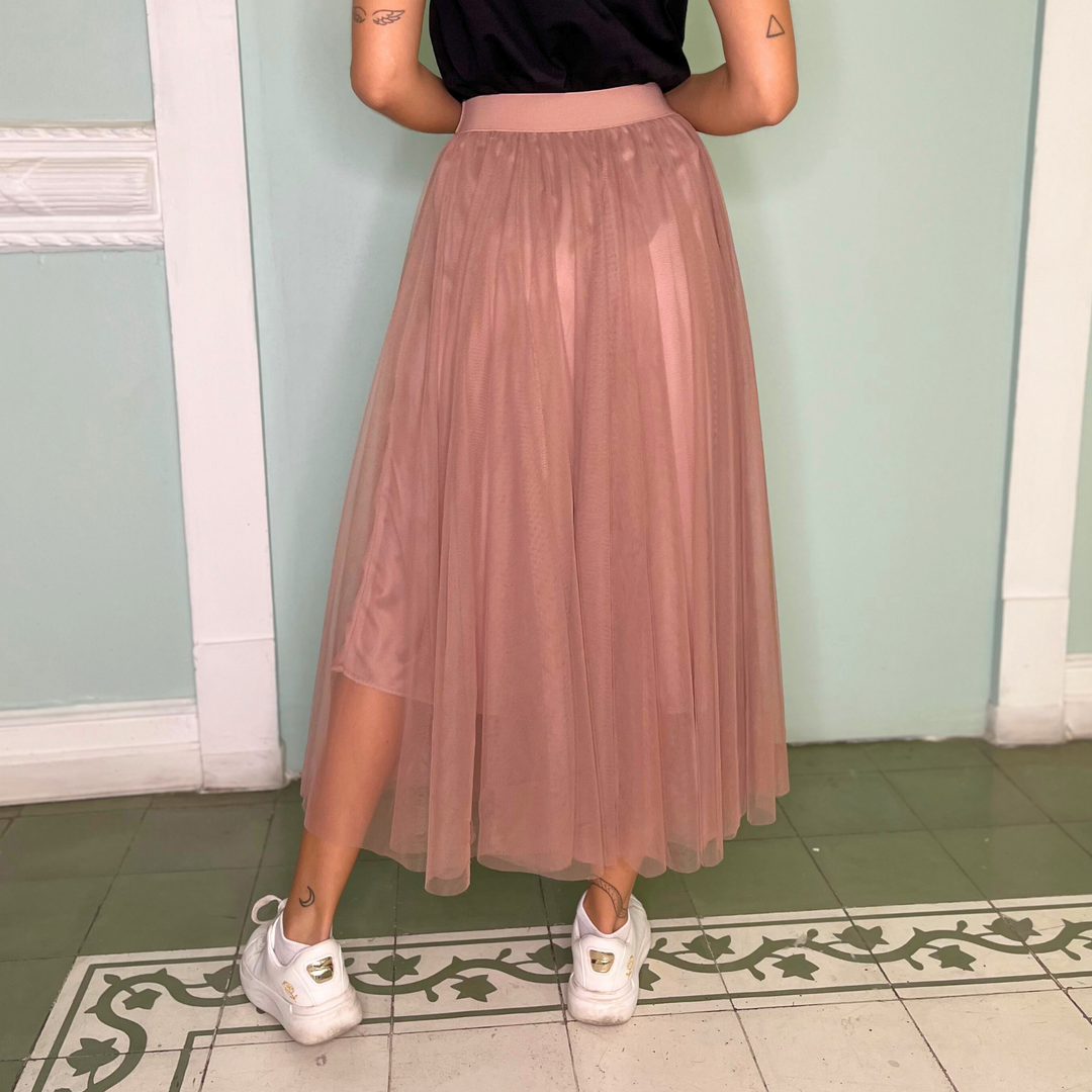 Emma Clara - Falda Midi Tul Rosa