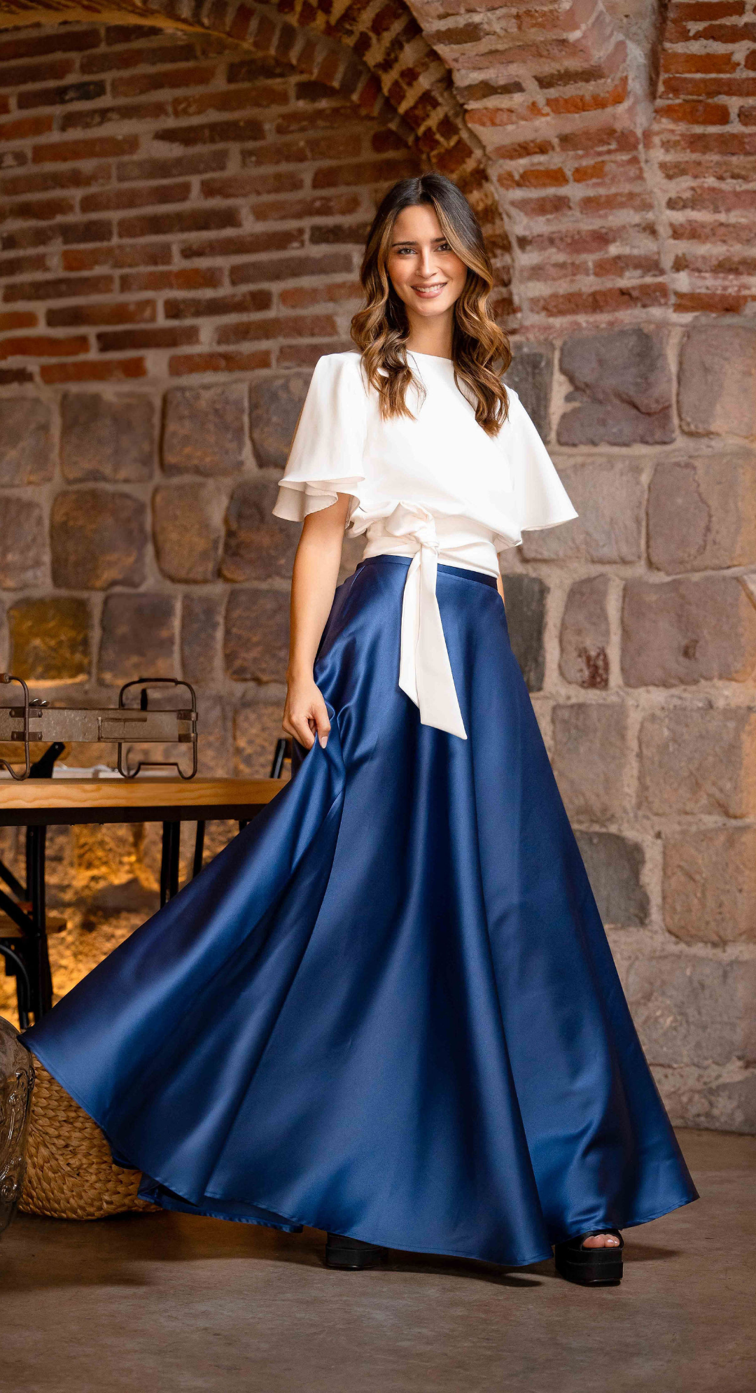 EMMA CLARA - MAXI FALDA AZUL NAVY