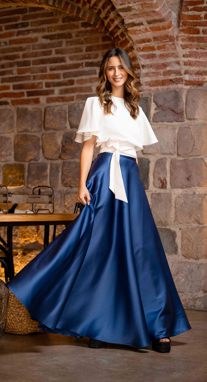 EMMA CLARA - MAXI FALDA AZUL NAVY