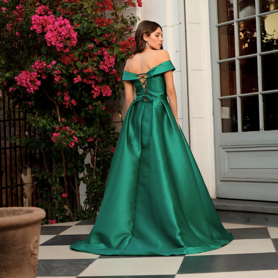 Emma Clara - Vestido Estilo Princesa Simona Verde Esmeralda
