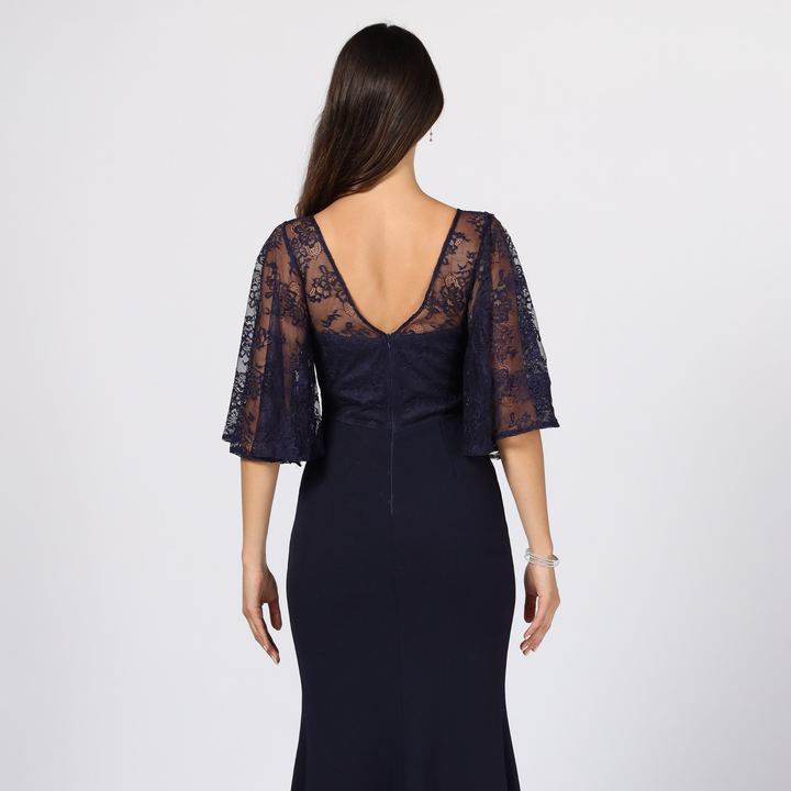 Emma Clara - Vestido Con Manga Campana Luisa Azul Marino