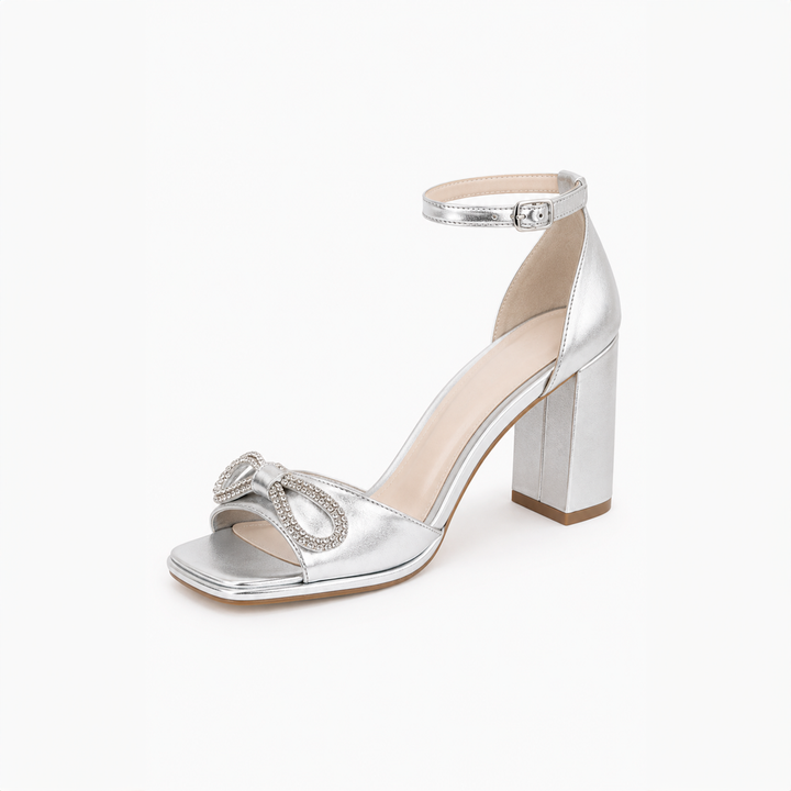 Emma Clara - Zapato de Fiesta Diseño Lazo Strass Luna Plateado