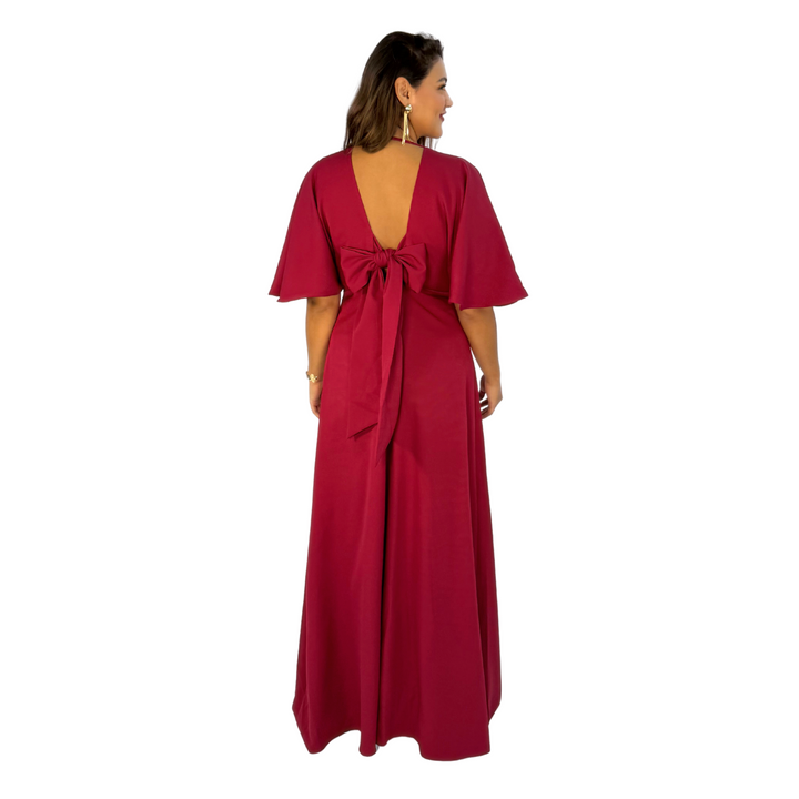 Emma Clara - Vestido Largo Manga Amplia Josefa Borgoña