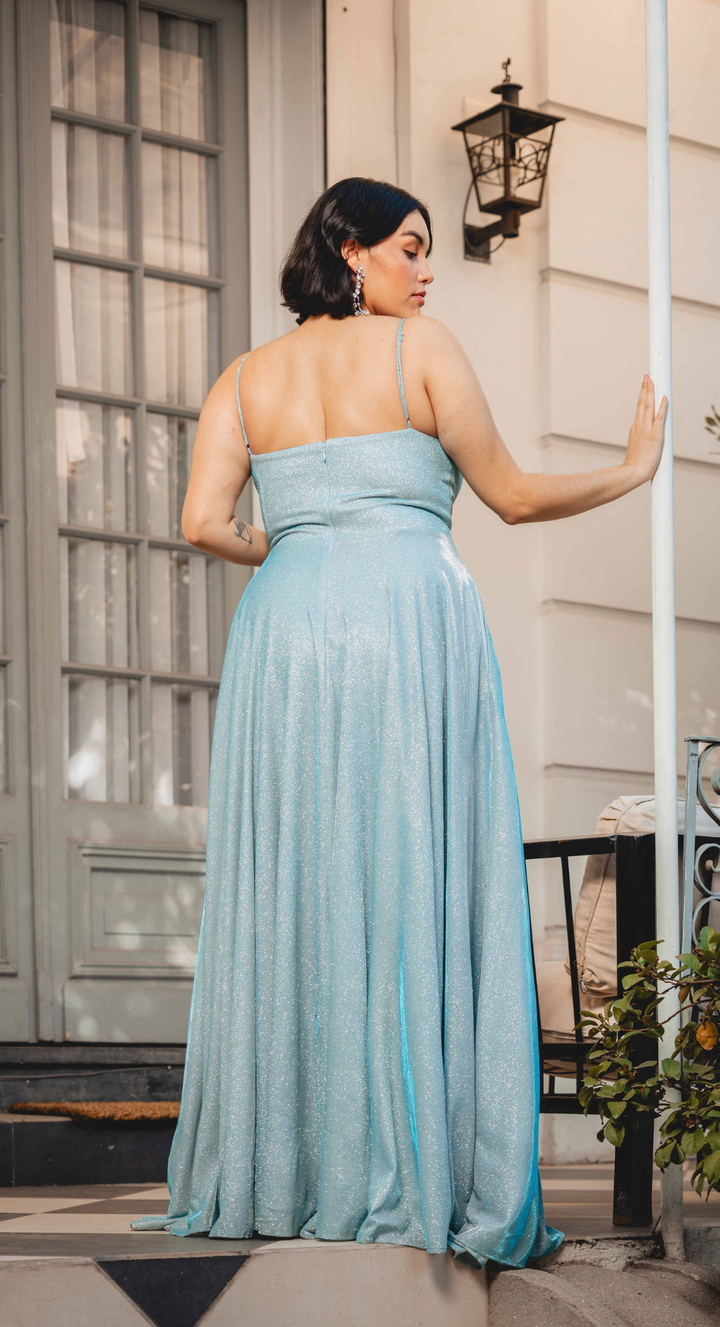 Emma Clara - Vestido Tipo A Brillante Ofelia Light Blue