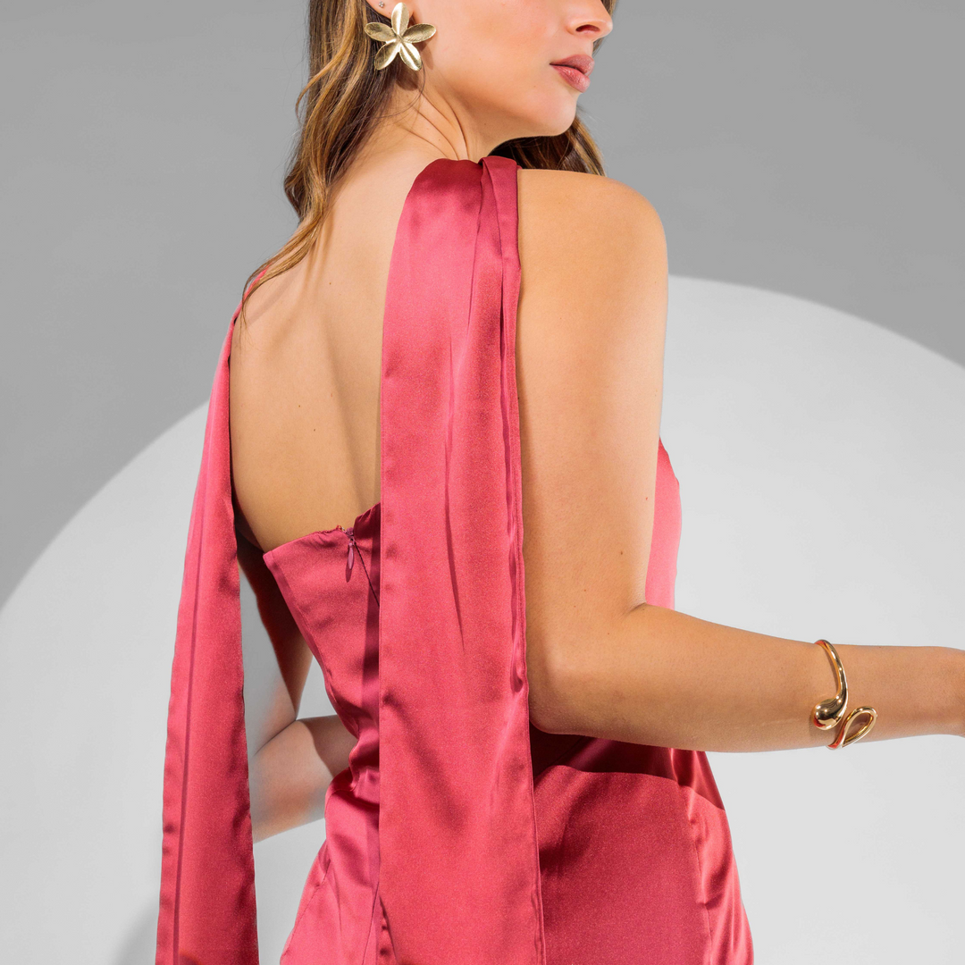 Emma Clara - Vestido Halter Satín EC0120 Sienna Rose