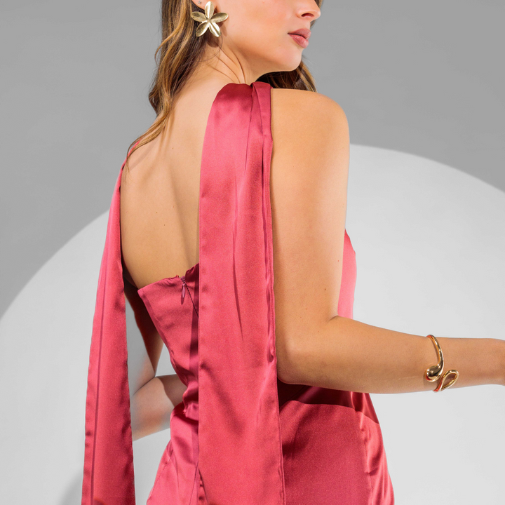 Emma Clara - Vestido Halter Satín EC0120 Sienna Rose