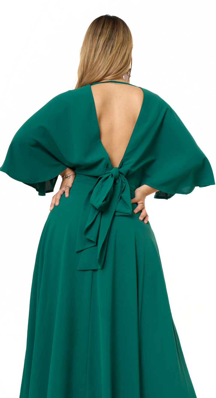 Emma Clara- Vestido espalda descubierta Josefa Verde Esmeralda