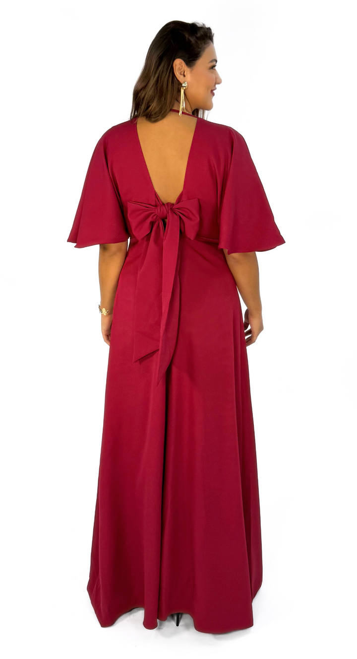 Emma Clara - Vestido Espalda Descubierta Josefa Borgoña