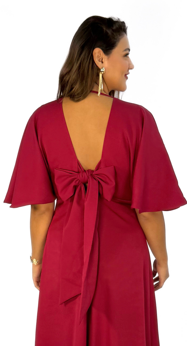 Emma Clara - Vestido Espalda Descubierta Josefa Borgoña