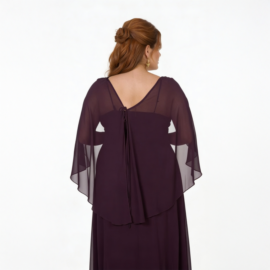 Emma Clara - Vestido largo morado con mangas capa Lea