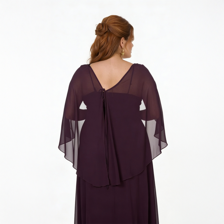 Emma Clara - Vestido largo morado con mangas capa Lea