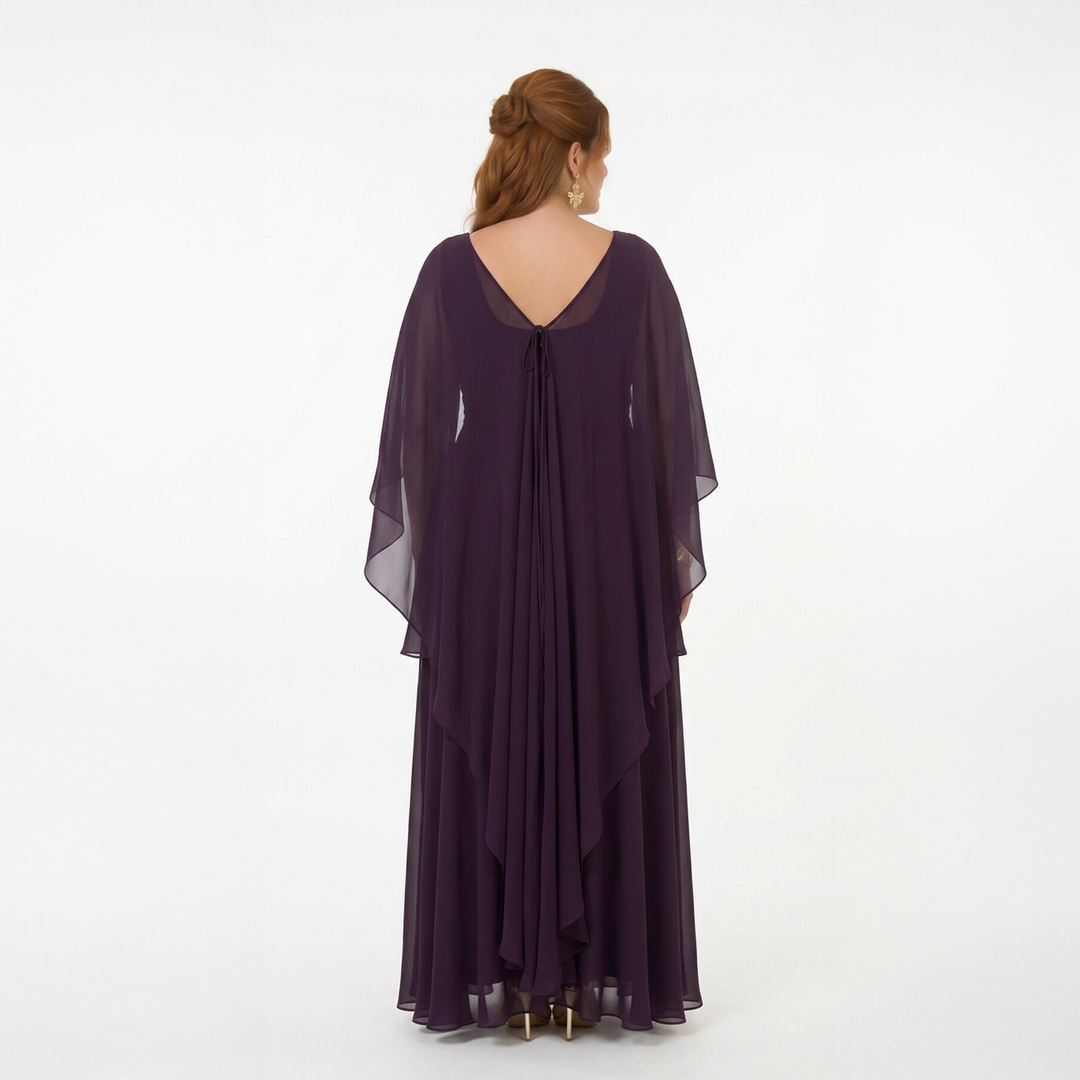 Emma Clara - Vestido largo morado con mangas capa Lea
