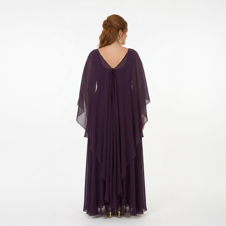 Emma Clara - Vestido largo morado con mangas capa Lea