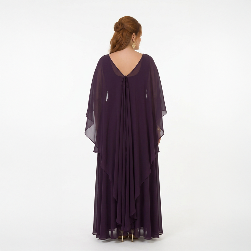 Emma Clara - Vestido largo morado con mangas capa Lea