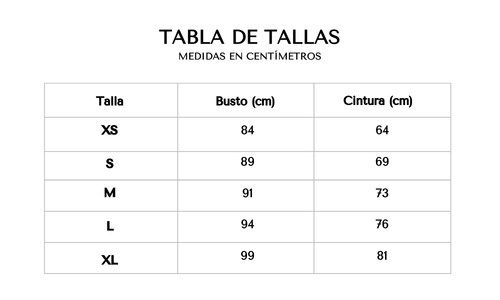 Tabla de tallas