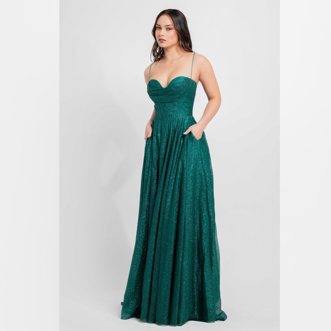 Emma Clara - Vestido Largo Con Corset Clara Verde Esm