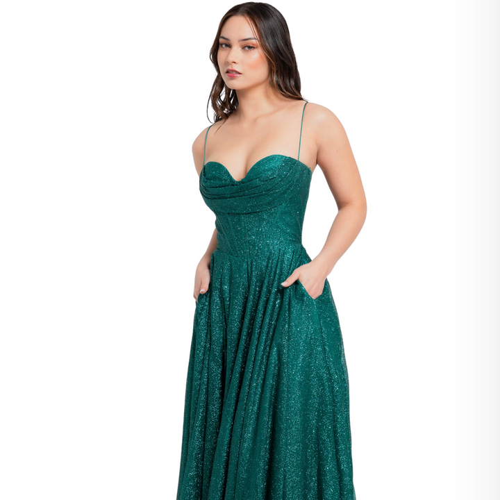 Emma Clara - Vestido Largo Con Corset Clara Verde Esm