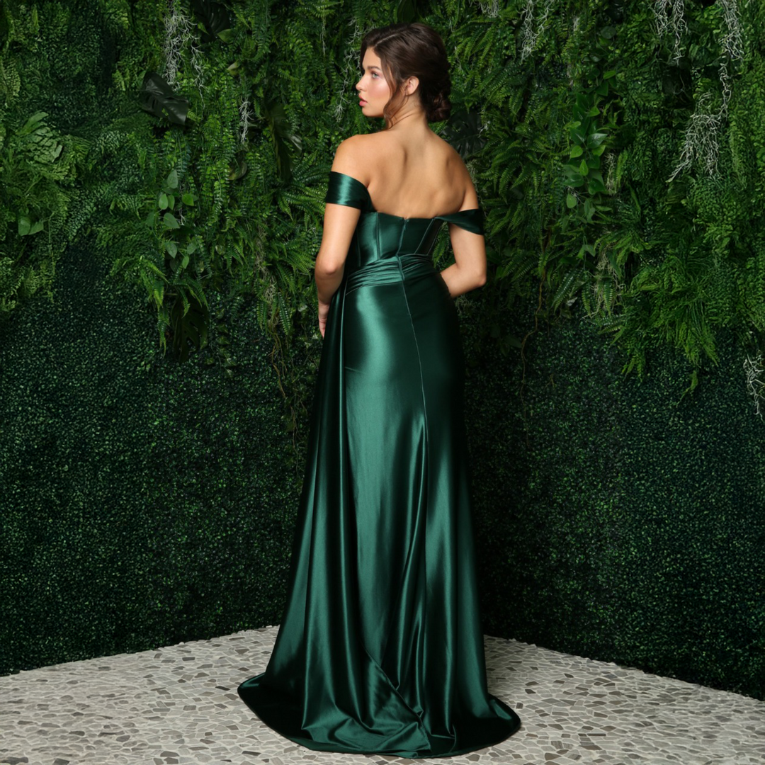 Emma Clara - Vestido Strapless Abertura Lateral Tomasa Verde Esmeralda