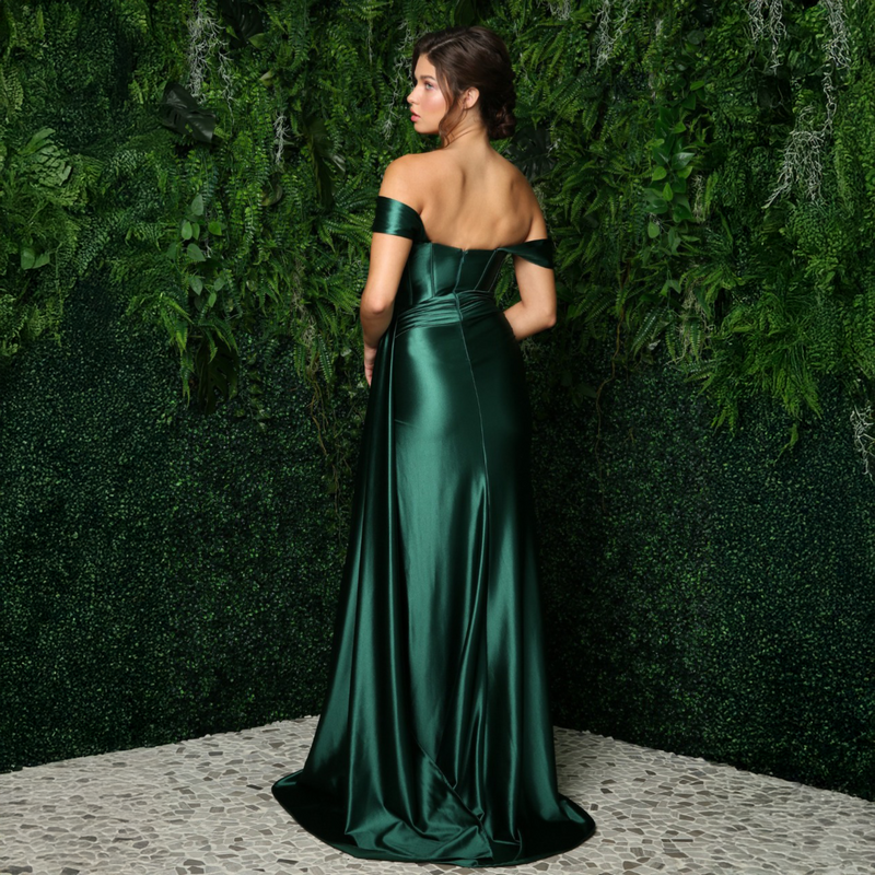 Emma Clara - Vestido Strapless Abertura Lateral Tomasa Verde Esmeralda