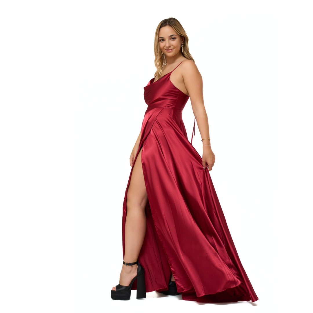 Emma Clara - Vestido De Fiesta Tipo A Ángeles Borgoña